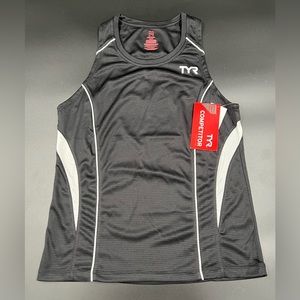 TYR Competitor Women’s Tank Top Athletic Tri Mesh Tank Black White Size M